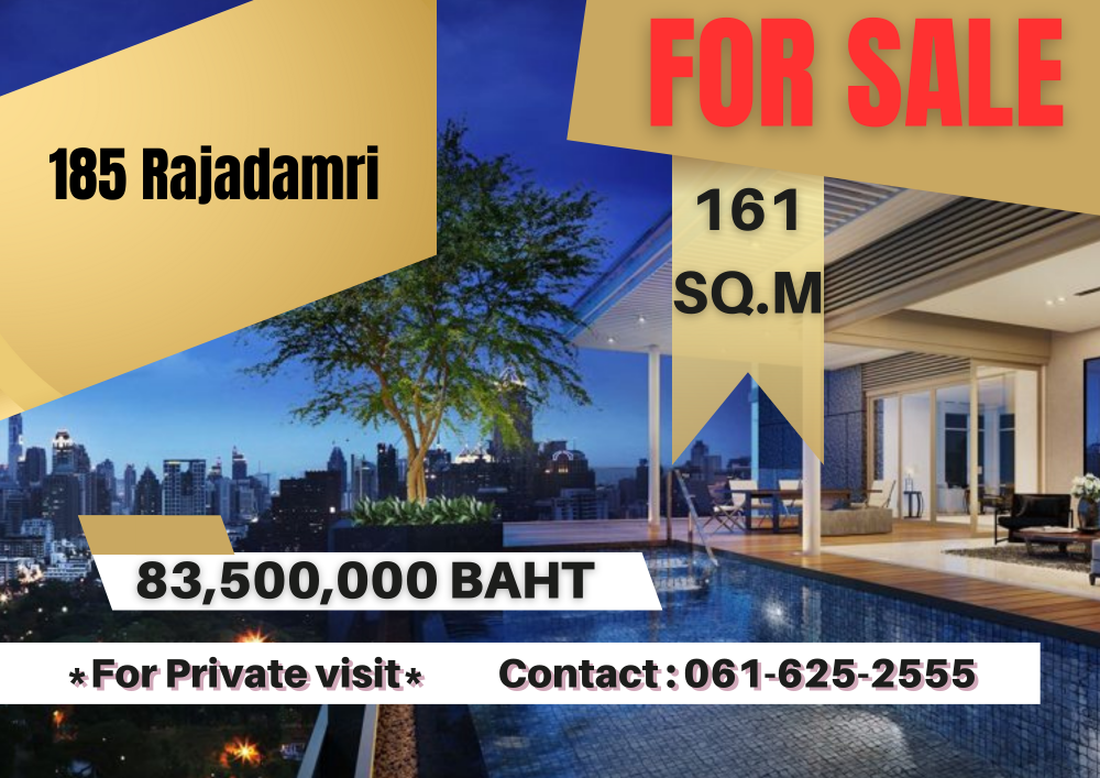 For SaleCondoWitthayu, Chidlom, Langsuan, Ploenchit : *Full furniture ready to move-in* 185 Rajadamri | 3 Bed | 061-625-2555