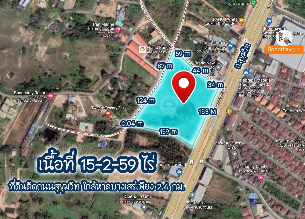 For SaleLandPattaya, Bangsaen, Chonburi : 📢 Land for sale on Sukhumvit Road, Na Jomtien Subdistrict, Sattahip District, Chonburi Province (area 15-2-59 rai) (Property number: COL239)