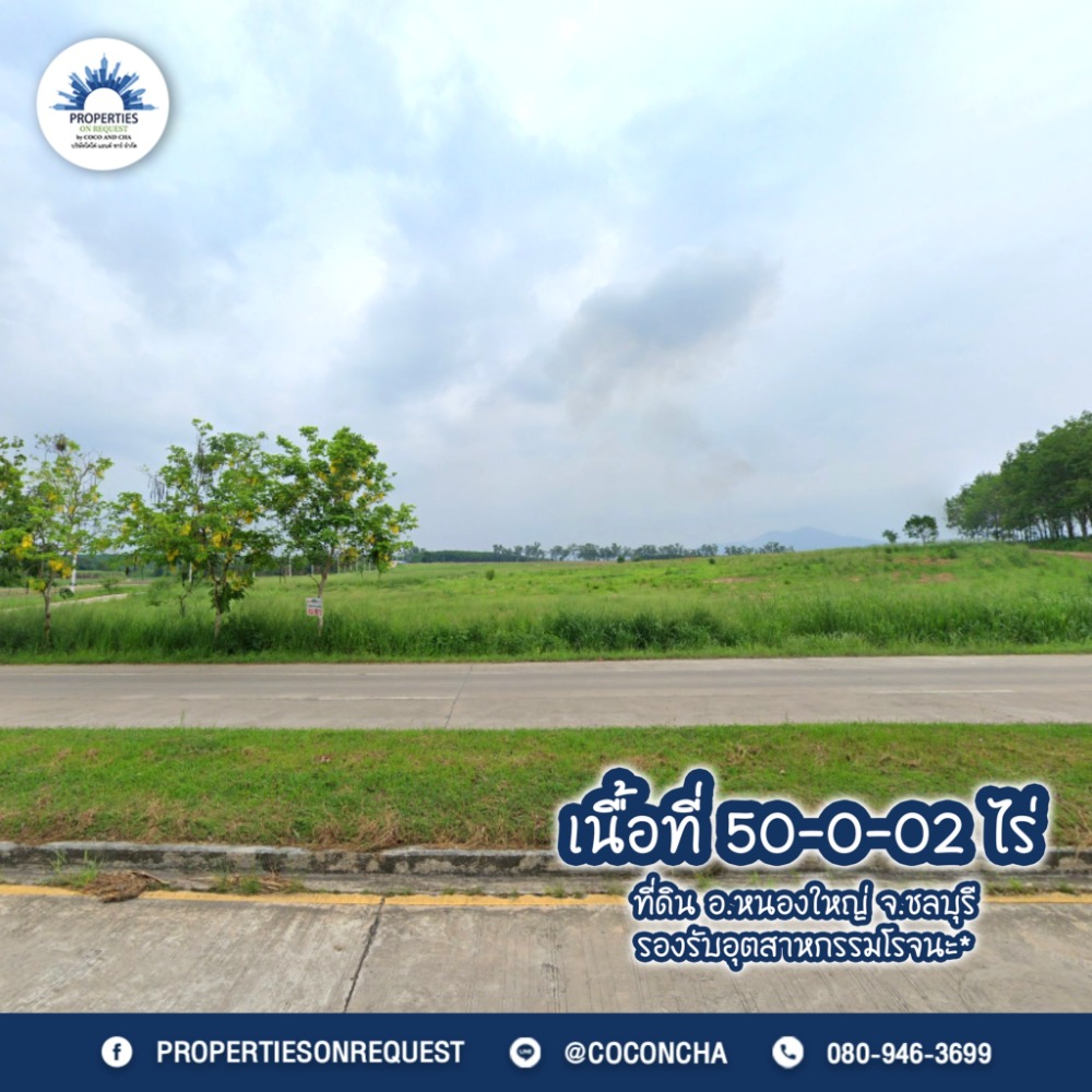 For SaleLandPattaya, Bangsaen, Chonburi : 📢 Big piece of land for sale, corner plot, 4 lanes, suitable for residential house projects, Nong Yai Subdistrict, Chonburi Province..Beautiful location. Good price ** (area 50-0-2 rai) 📌 (property number: COL247)