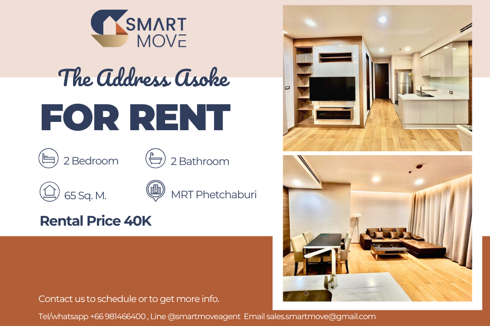 For RentCondoRama9, Petchburi, RCA : 💥Code C20230300089....The Address Asoke to rent, 2 bedroom, 2 bathroom , high floor, furnished, ready to move in💥