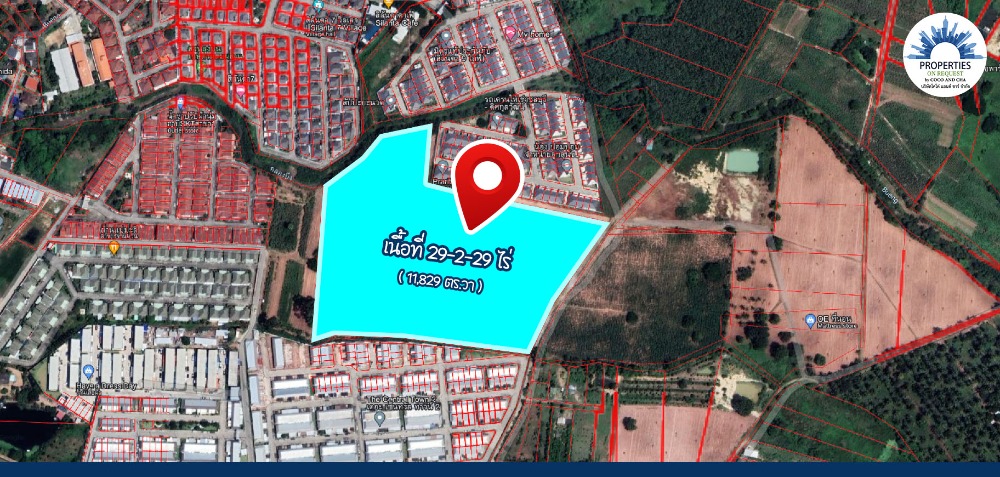 For SaleLandPattaya, Bangsaen, Chonburi : 📢 Land for sale, yellow layout. Near Worakitphon Market, Bueng Subdistrict, Sriracha District, Chonburi Province..Location near the community source **(area 29-2-29 rai)📌(Property number: COL263)