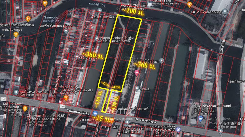 For SaleLandSamut Prakan,Samrong : Land for sale.16 rai on Teparak rd.