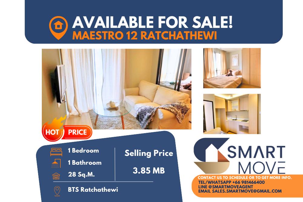 For SaleCondoRatchathewi,Phayathai : Code C20230500058....Maestro 12 Sale with tenant, 1 bedroom, 1 bathroom, furnished, Special Deal!!