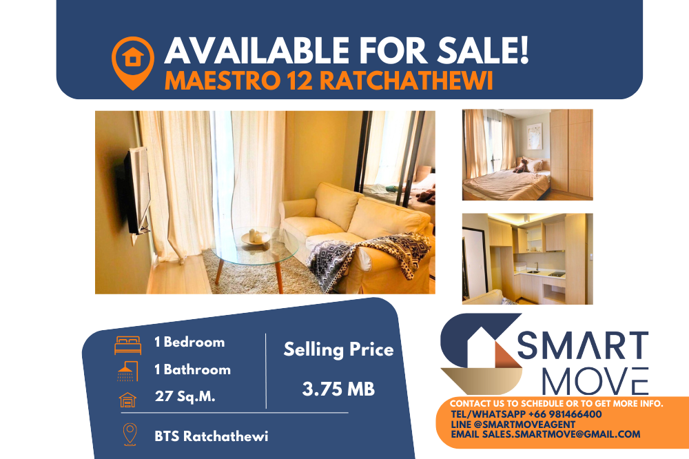 For SaleCondoRatchathewi,Phayathai : Code C20230500058....Maestro 12 Sale with tenant, 1 bedroom, 1 bathroom, furnished, Special Deal!!