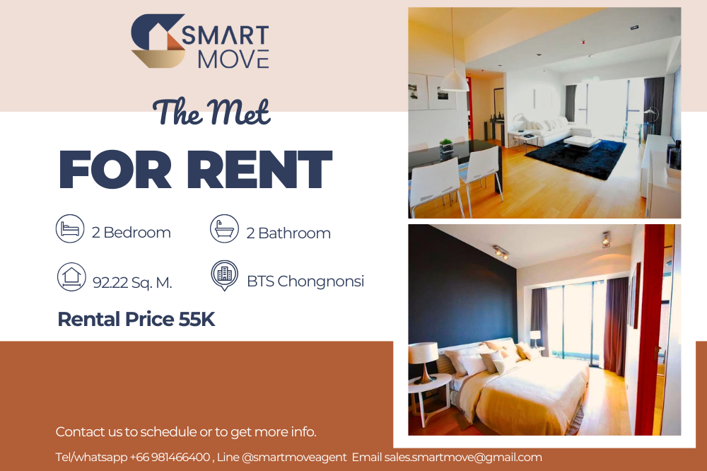 For RentCondoSathorn, Narathiwat : Code C20221201950....The Met for rent, 2 bedroom, 2 bathroom, high floor, furnished, ready to move in