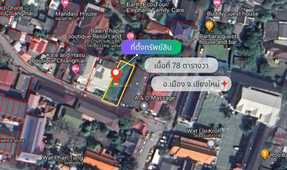 ขายที่ดินเชียงใหม่ : ขาย ที่ดินเปล่า ทำเลใจกลางเมือง ย่านลอยเคราะห์ เชียงใหม่ เนื้อที่ 78 ตารางวา (ปรับหน้าดินแล้ว) หน้ากว้างประมาณ 10 เมตร ลึกประมาณ 29 เมตร ต.ช้างคลาน อ.เมือง จ.เชียงใหม่