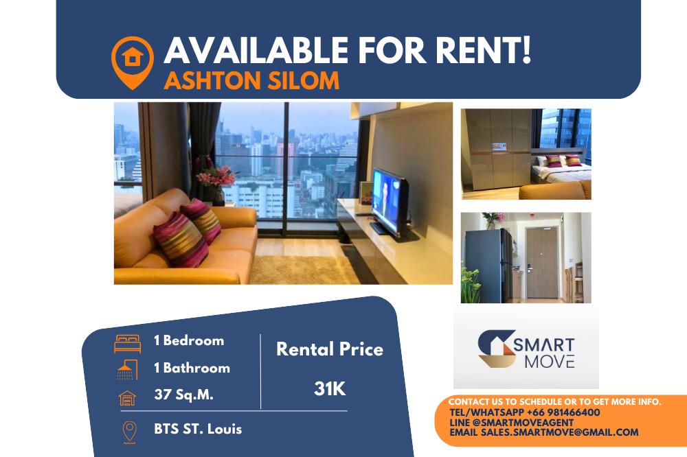 For RentCondoSilom, Saladaeng, Bangrak : Code C20221202808....Ashton Silom for rent, 1 bedroom, 1 bathroom , high floor, furnished, ready to move in