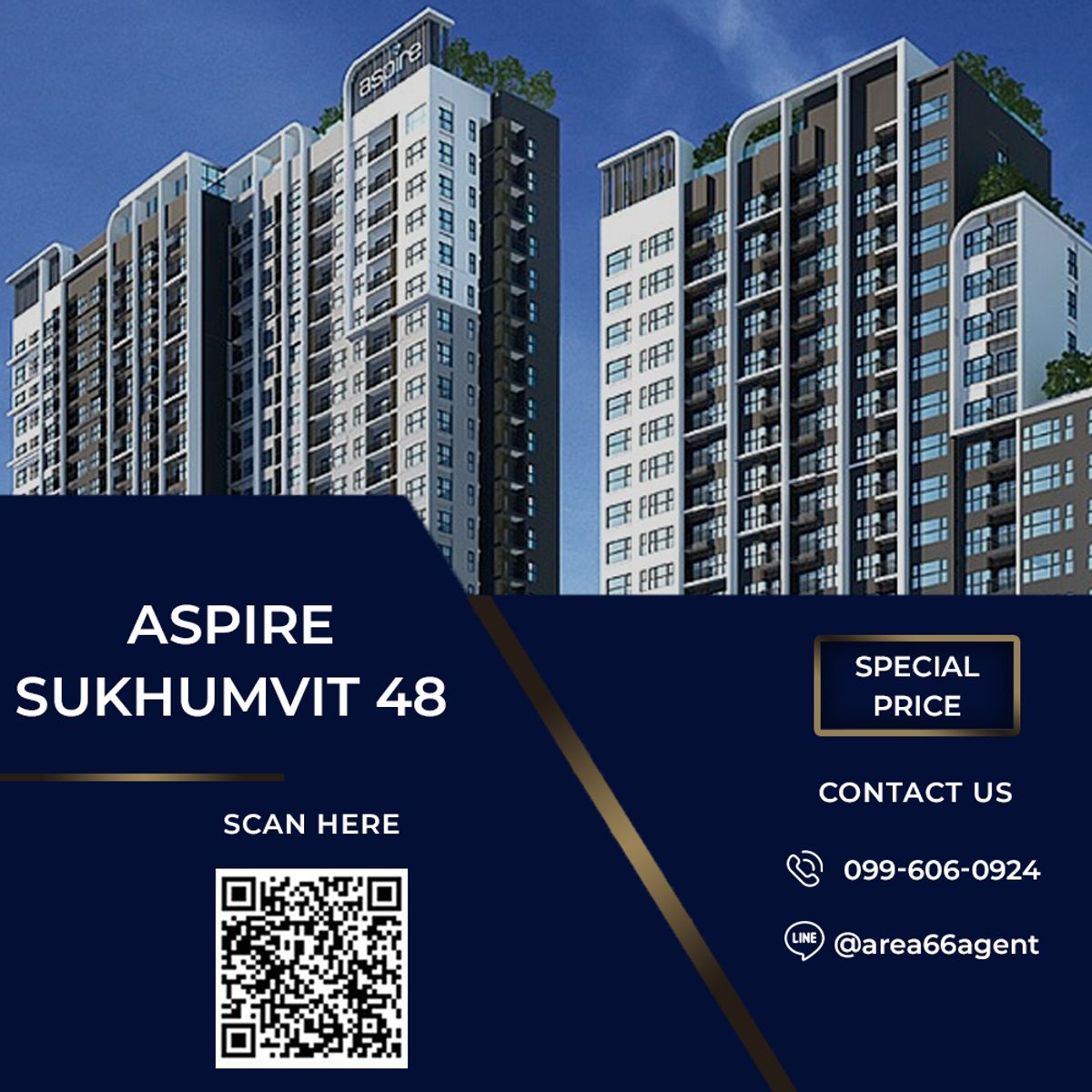 For SaleCondoOnnut, Udomsuk : 🔥  For sale!! Condo Aspire Sukhumvit 48