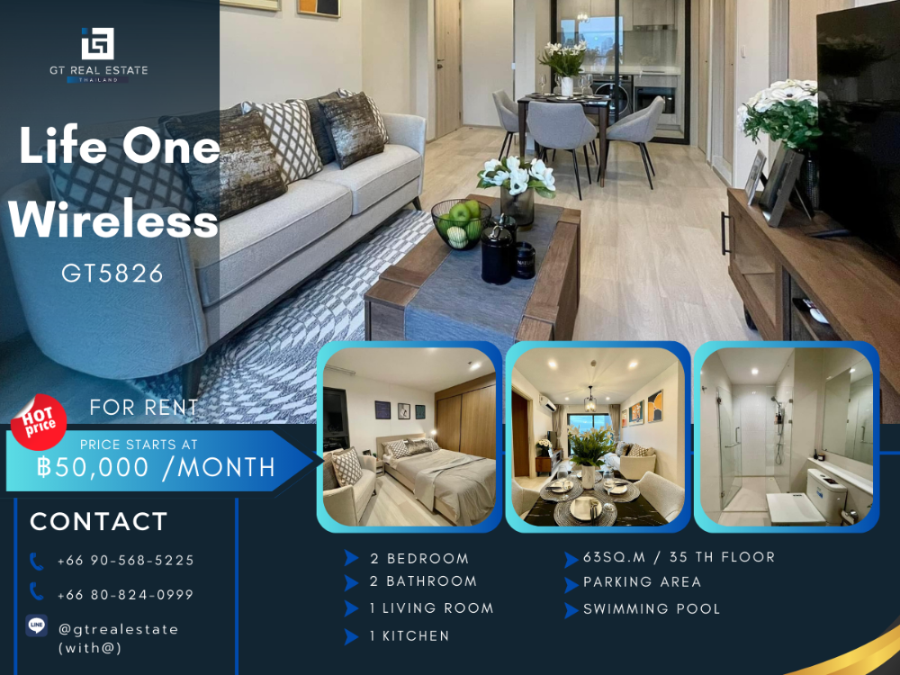 For RentCondoWitthayu, Chidlom, Langsuan, Ploenchit : Condo For Rent Life one Wireless 2b2b, very beautiful decorated room, high floor, special price!!!!