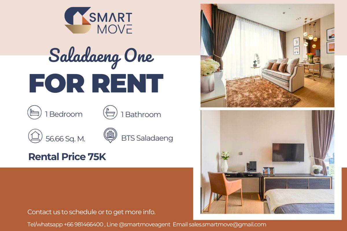 For RentCondoSilom, Saladaeng, Bangrak : 🔥Code C20230600740....Saladaeng One for rent, 1 bedroom, 1 bathroom , high floor, furnished, ready to move in🔥