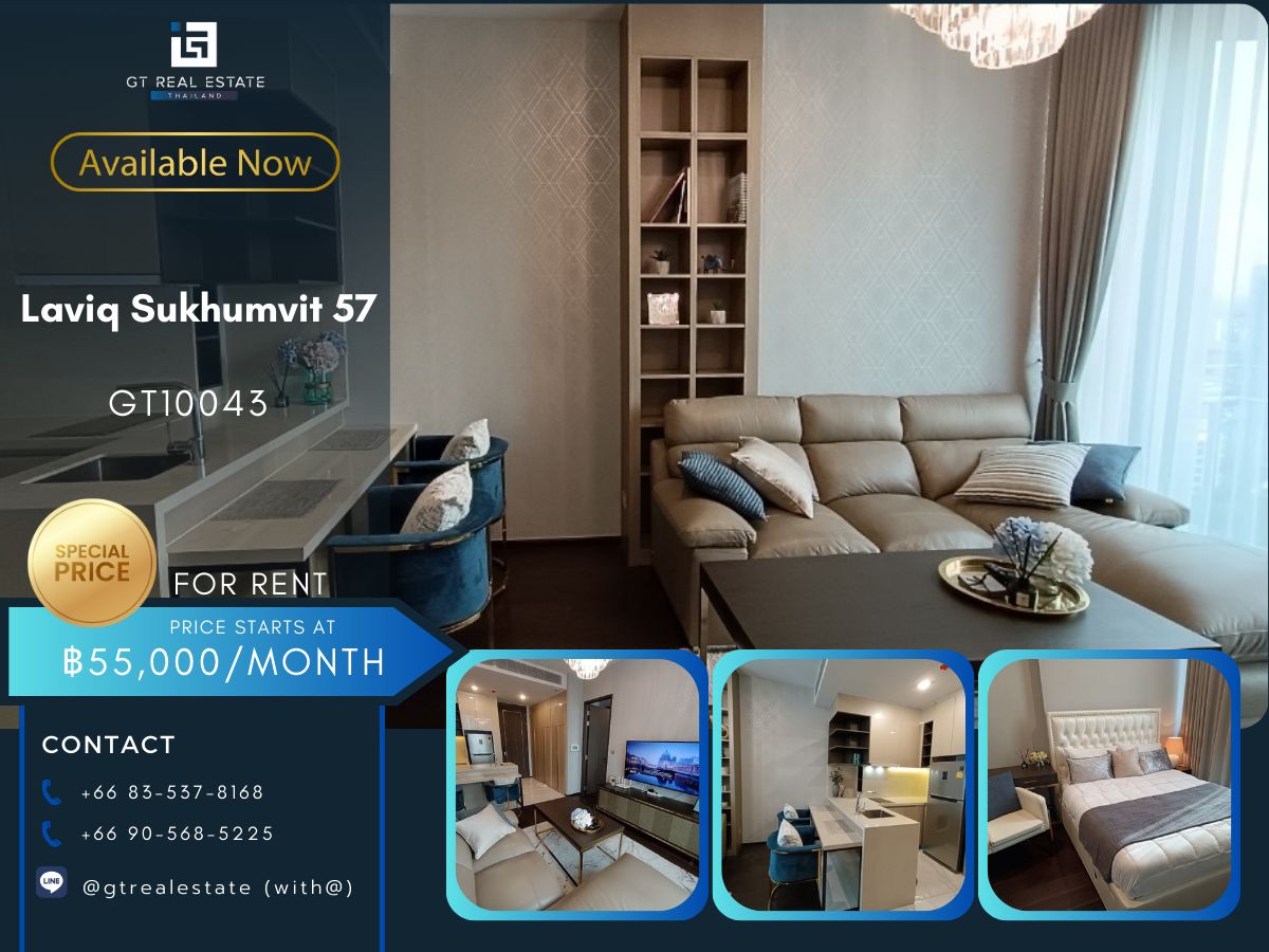 For RentCondoSukhumvit, Asoke, Thonglor : Laviq sukhumvit 57 For Rent, 19th floor, Luxury room, beautifully decorated room, perfect fit Near the train ✨🔥