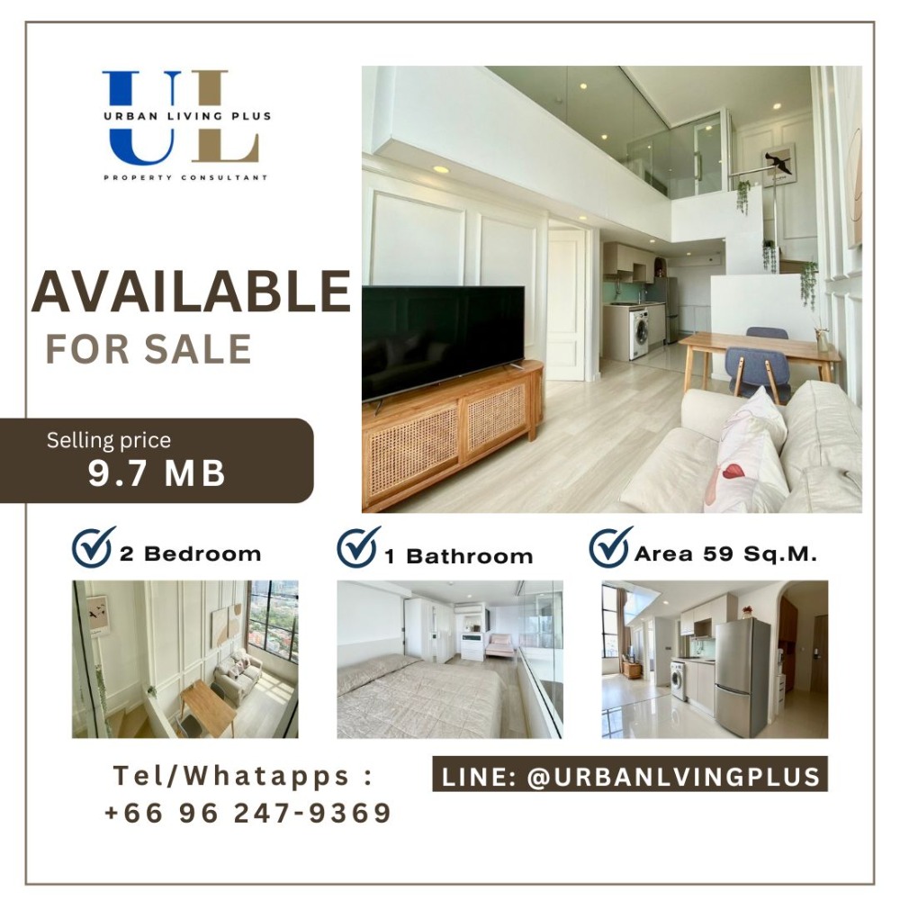 For SaleCondoSathorn, Narathiwat : ( U20240923200 ) Pls Call 096-2479369 - HOT DEAL 💥FOR SELL KNIGHTSBRIDGE PRIME SATHORN 2 bedroom, 1 bathroom, 59 Sq.M. Duo space ✨✨