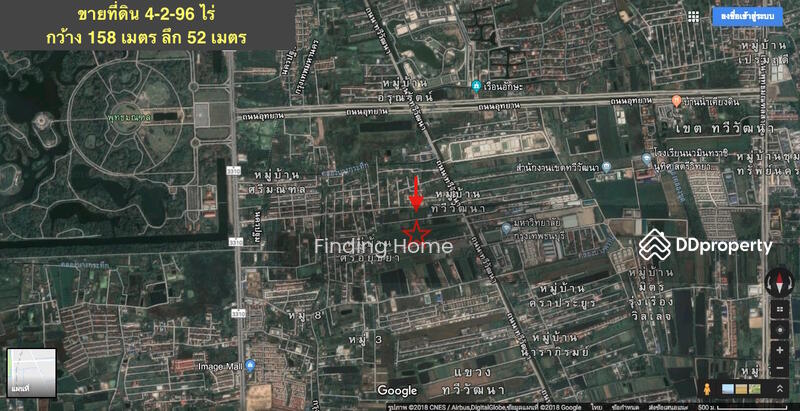 For SaleLandPhutthamonthon, Salaya : FDH6617 Empty land 4-2-96 rai in Taweewattana area, beautiful plot, not deep into the alley. opposite Bangkok Thonburi University