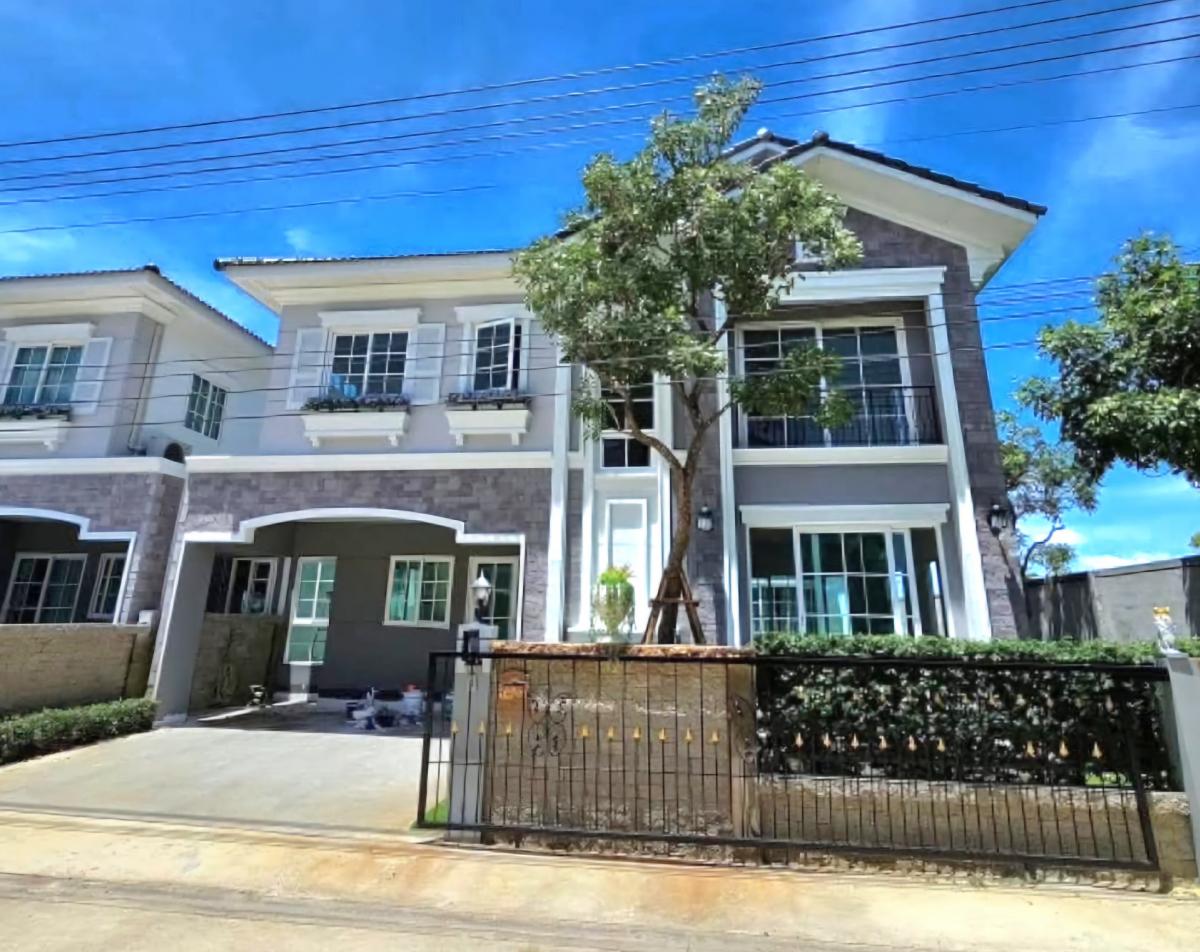 For RentHousePathum Thani,Rangsit, Thammasat : For rent: 2-storey detached house (Back corner) Brand new! 52 sq m. on Rangsit-Nakhon Nayok Road. Future Park Rangsit