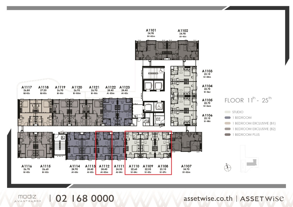 Sale DownCondoPathum Thani,Rangsit, Thammasat : Modiz Avantgrade, Studio type 22.50 - 23.10 sq m, south side, beautiful open view Popular size, easy to rent