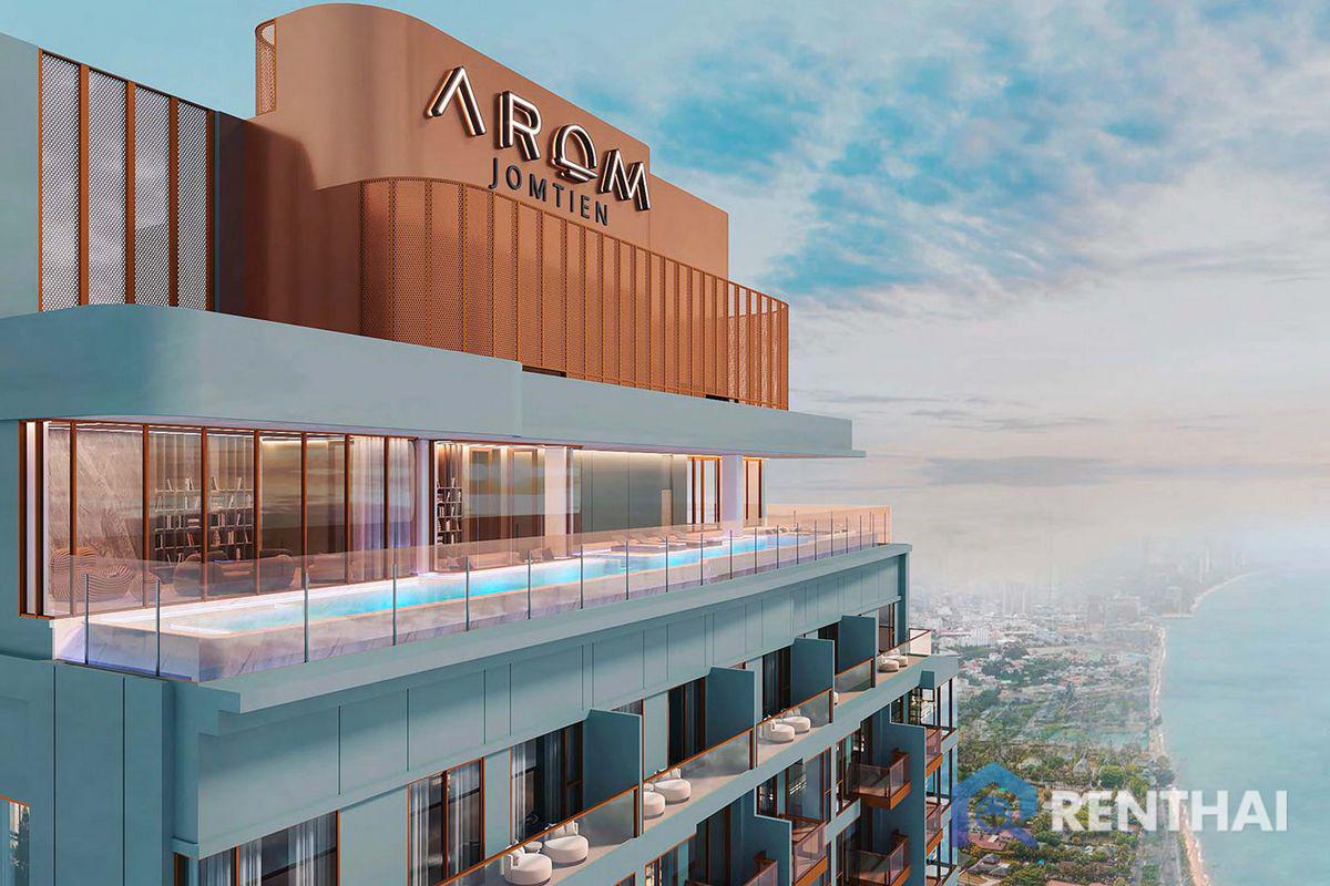 For SaleCondoPattaya, Bangsaen, Chonburi : Arom Jomtien sale 1 bedroom 1 bathroom 47 sq.m. High floor sea view foreign name