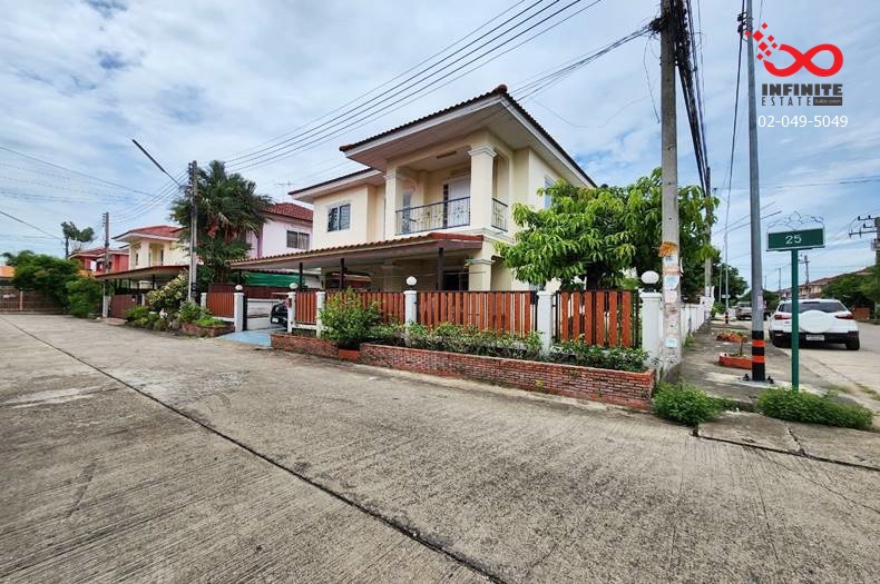 For SaleHousePathum Thani,Rangsit, Thammasat : 2-storey detached house for sale, Charoen Lap Village 5, behind the corner of Rangsit-Nakhon Nayok Road