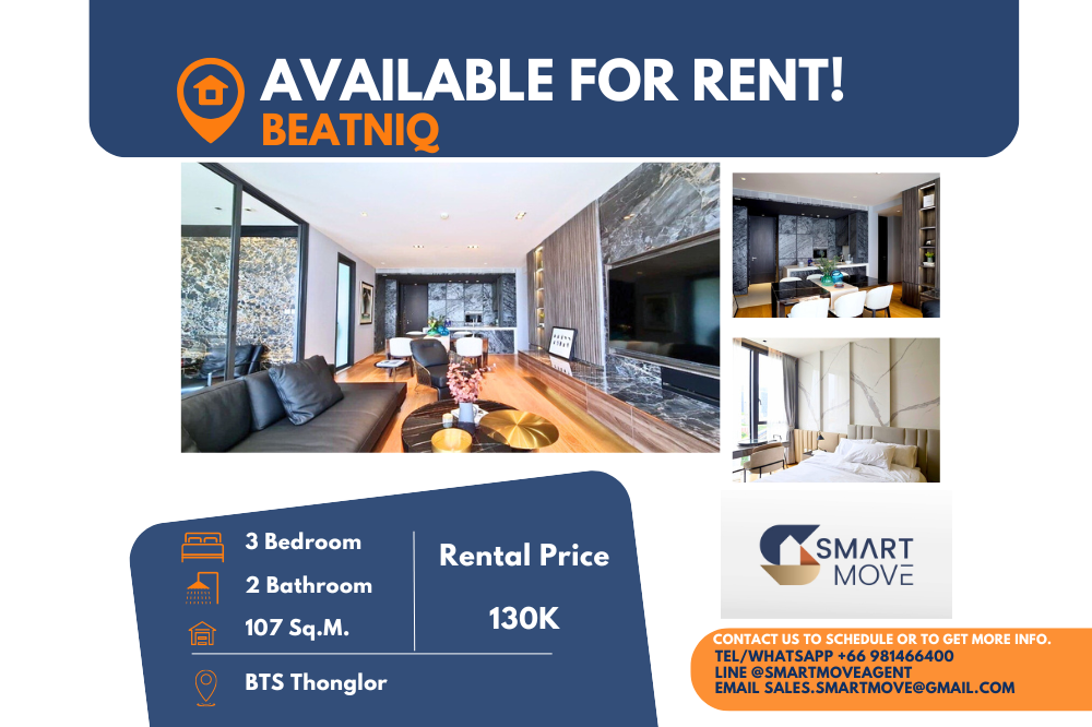 For RentCondoSukhumvit, Asoke, Thonglor : Code C20230800008....BEATNIQ Sukhumvit 32 for rent, 2 bedroom, 3 bathroom , high floor, furnished, ready to move in