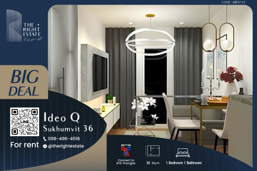 For RentCondoSukhumvit, Asoke, Thonglor : 🌿Ideo Q Sukhumvit 36🌿 Nice room fully decoration 🛏 1 Bed 35 sq.m, price is negotiable!!! - Close to BTS Thonglor