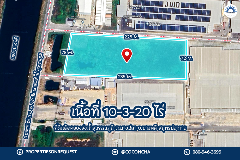 For SaleLandSamut Prakan,Samrong : 📢Land for sale, purple layout, next to Khlong Song Nam Road, Bang Phli District, Samut Prakan Province. Near Thepharak Road, km. 19, convenient travel, close to community areas**Area 10-3-20 rai 📌(Property number: COL348)