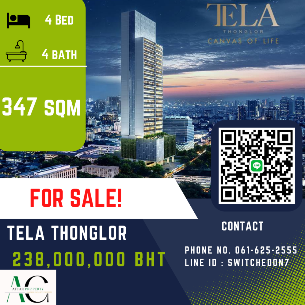 ขายคอนโดสุขุมวิท อโศก ทองหล่อ : *Rare Fully furnished Penthouse* Tela Thonglor | 4 Bed | 061-567-9963