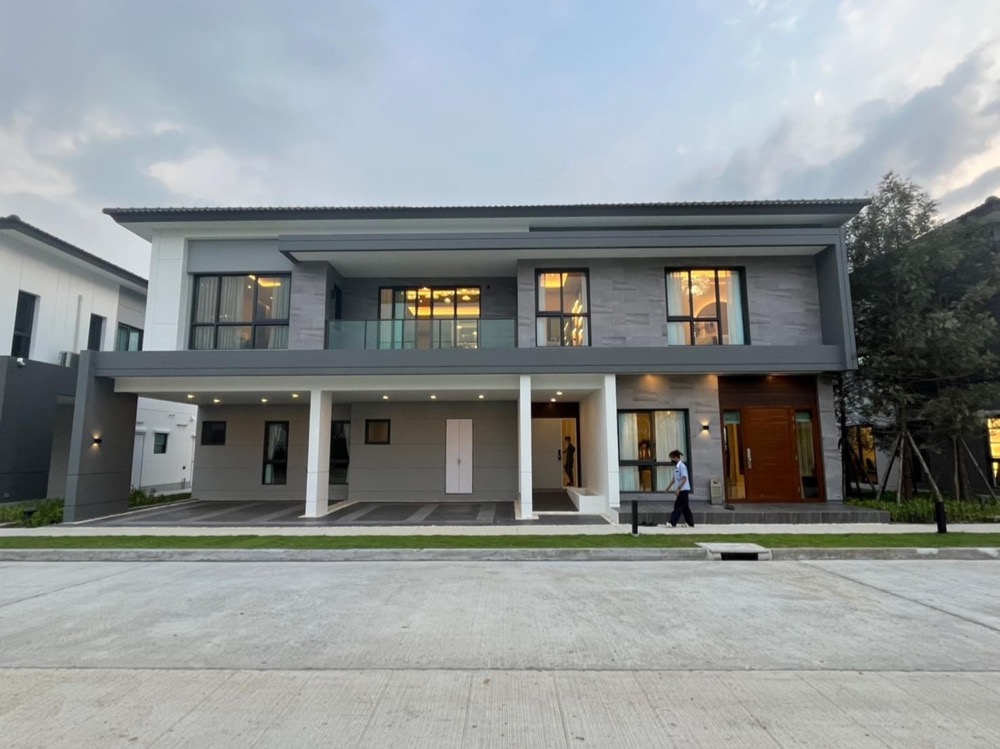 For SaleHouseBangna, Bearing, Lasalle : ● Modern Style ● 2 storey Single house, 88.00 sq.w. 414.00 sq.m.| 5 beds, Double Volume | near Muang Kaew Golf Course 6 mins, IKEA Bangna 9 mins, Mega Bangna 9 mins