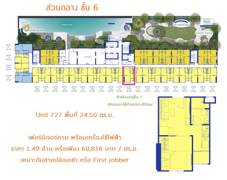 ขายดาวน์คอนโดนนทบุรี บางใหญ่ บางบัวทอง : สายปล่อยเช่า หรือ first jobber ห้ามพลาด 1.49 ล้านบาทได้ครบทุกอย่าง