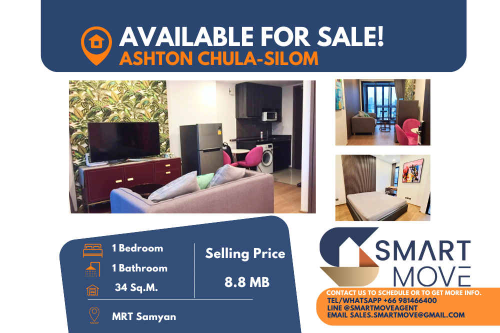 For SaleCondoSiam Paragon ,Chulalongkorn,Samyan : Code C20230900138..........Ashton Chula - Silom for sale, 1 bedroom, 1 bathroom, high floor, furnished, Special Deal!!