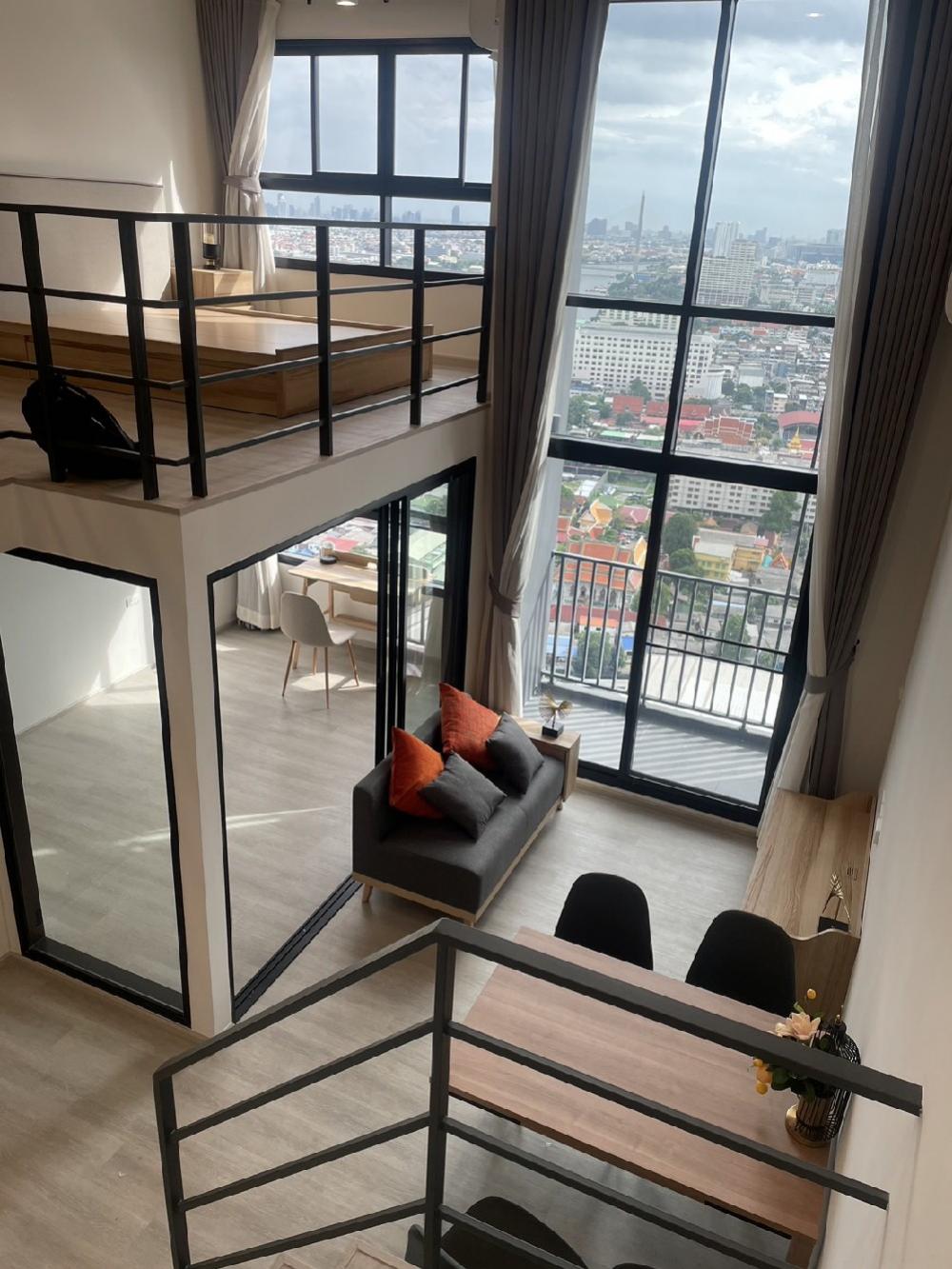 For RentCondoPinklao, Charansanitwong : 🏙️For rent, 2-storey room, river view, rare item, furniture and electrical appliances, ready to move in 📲 061 639 5225🌉