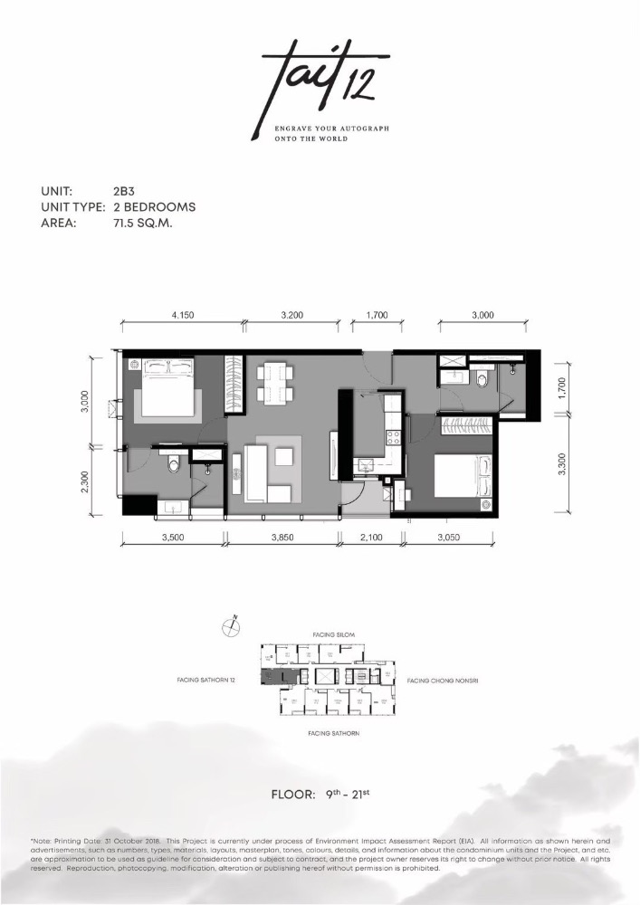 For SaleCondoSathorn, Narathiwat : 📌For SALE for sale | Tait 12 - 2BR 71.5sqm), 16.8MB