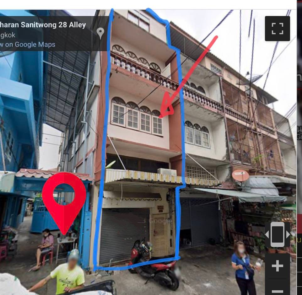 For SaleShophouseWongwianyai, Charoennakor : 3-story shophouse, Soi Wat Dong Mun Lek, Itsaraphap 39, Charansanitwong 28, area 15.5 square meters.