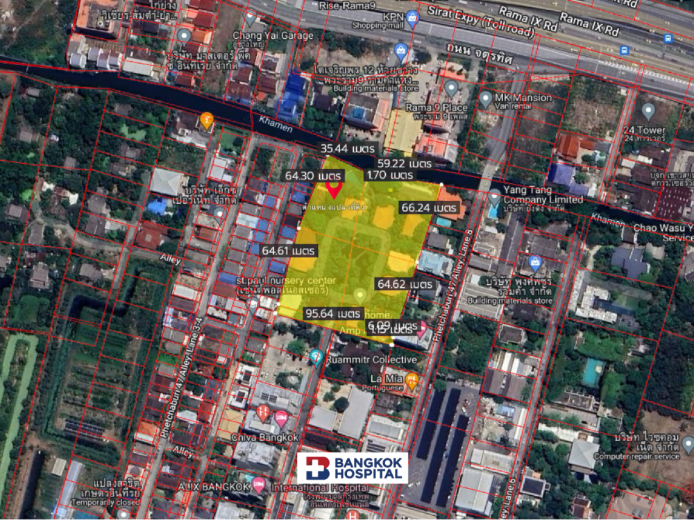 For SaleLandRama9, Petchburi, RCA : FOR SALE | House Compound with Land | Behind Bangkok Hospital