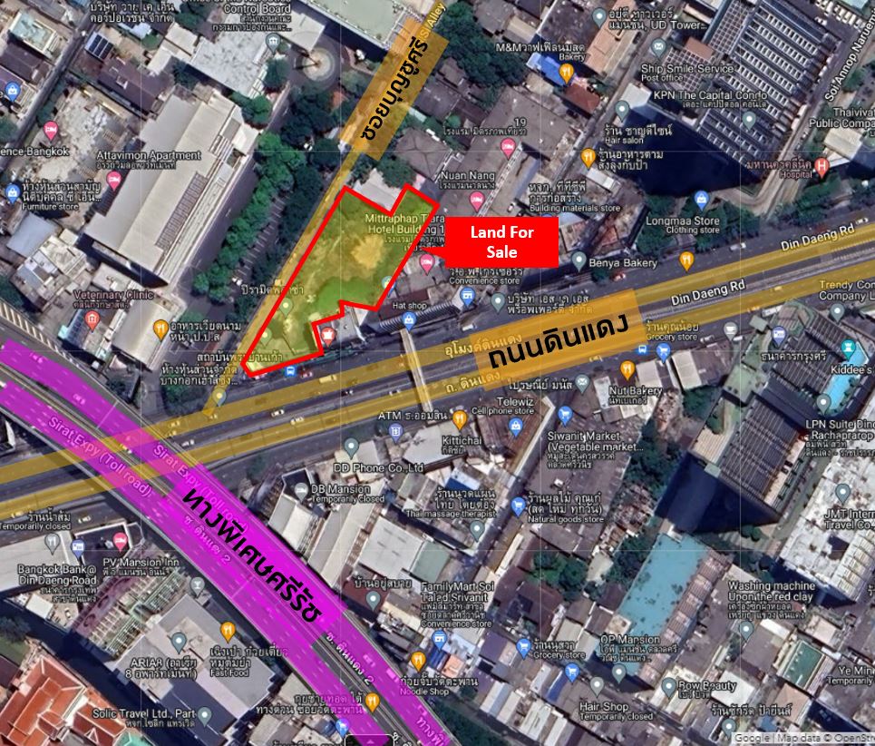 For SaleLandAri,Anusaowaree : Land for sale next to Din Daeng Road. Entrance to Soi Bunchusri, land area 1-0-81 rai