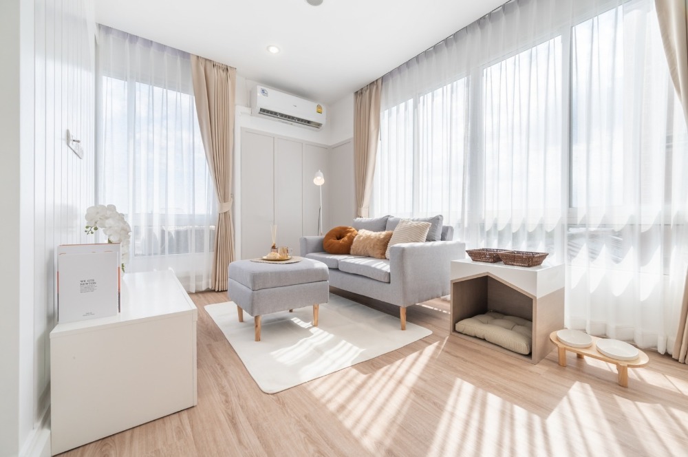 For SaleCondoLadprao101, Happy Land, The Mall Bang Kapi : Urgent sale Happy Condo Ladprao 101, beautifully decorated, ready to move in, 2 bedrooms, 2 bathrooms, South Building (pets allowed)**