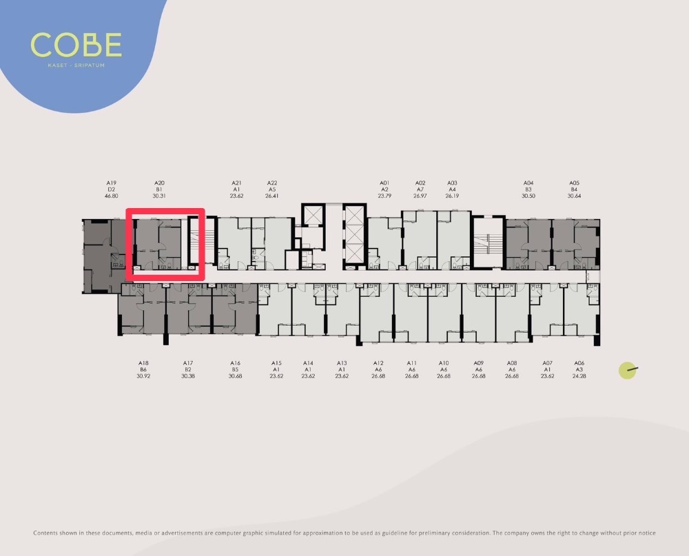 Sale DownCondoKasetsart, Ratchayothin : (Owner sells it himself) 1 bedroom 30.31 sq m., corner room, bedroom not next to anyone. no noise