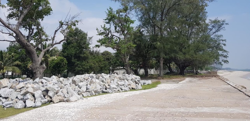 For SaleLandCha-am Phetchaburi : Land next to the sea, Cha Am Beach, Hua Hin / 4 rai 2 ngan 11 square wah (for sale), Beachfront Land Cha Am Hua Hin / 7,244 Square Meter (FOR SALE) COF406