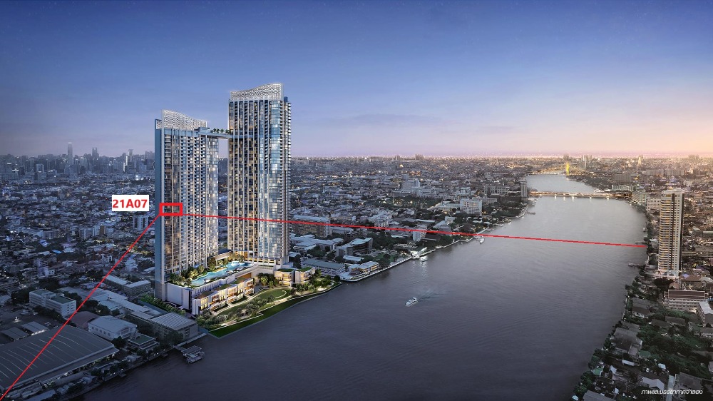 Sale DownCondoRama 8, Samsen, Ratchawat : Date and time at Chao Phraya 2-bed Riverfront, front A07, middle floor, river view at a beautiful level.