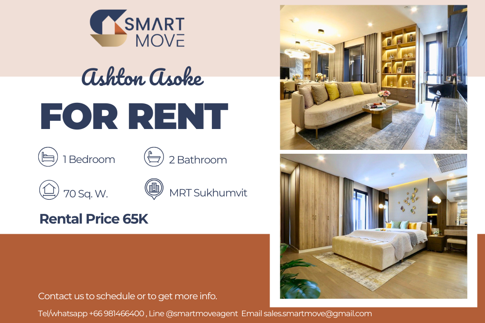 For RentCondoSukhumvit, Asoke, Thonglor : Code C20231100212....Ashton Asoke for rent, 1 bedroom, 2 bathroom , high floor, furnished, ready to move in