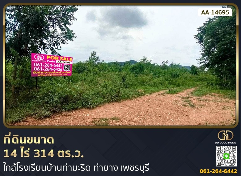 For SaleLandCha-am Phetchaburi : 📢Land size 14 rai 314 sq m. near Ban Tha Marid School, Tha Yang, Phetchaburi.