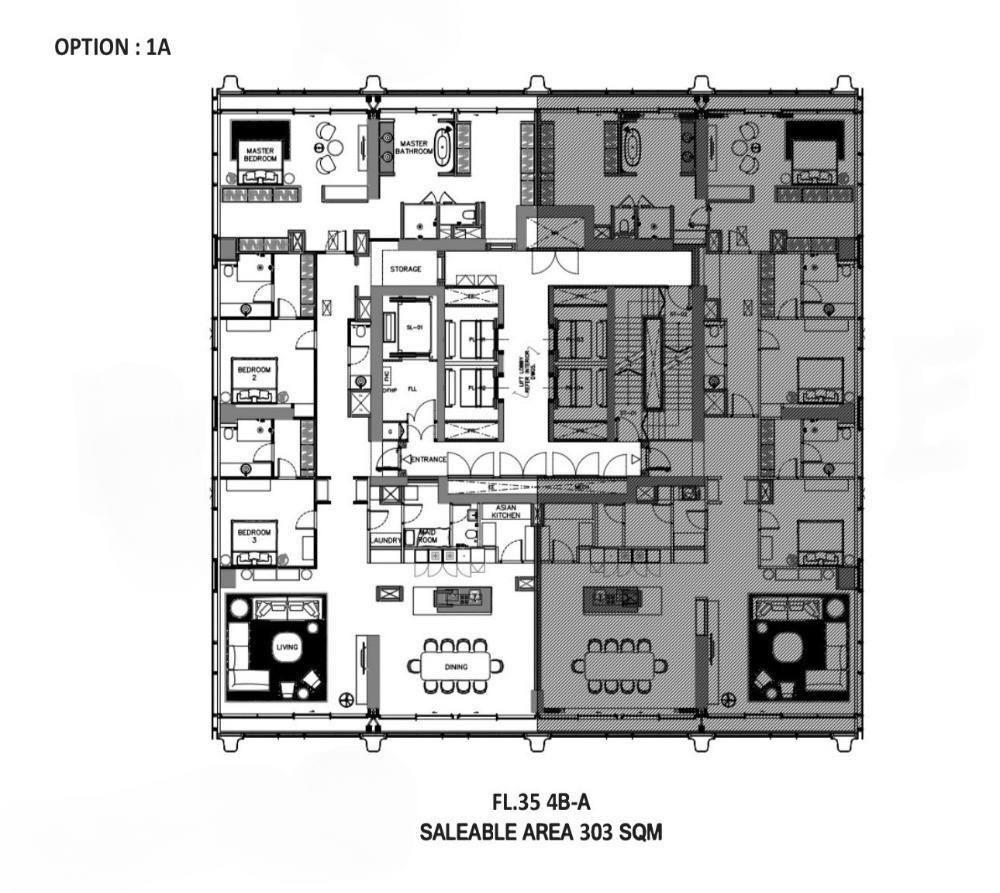 For SaleCondoWitthayu, Chidlom, Langsuan, Ploenchit : Nimit Langsuan (นิมิตร หลังสวน) | 30+ Floor, corner room 303 sq.m. | 3 Beds, 1 miad room | Condo near Vela Sindhorn Village 1 min., BTS Ratchadamri 2 mins., Central Chidlom 2 mins.