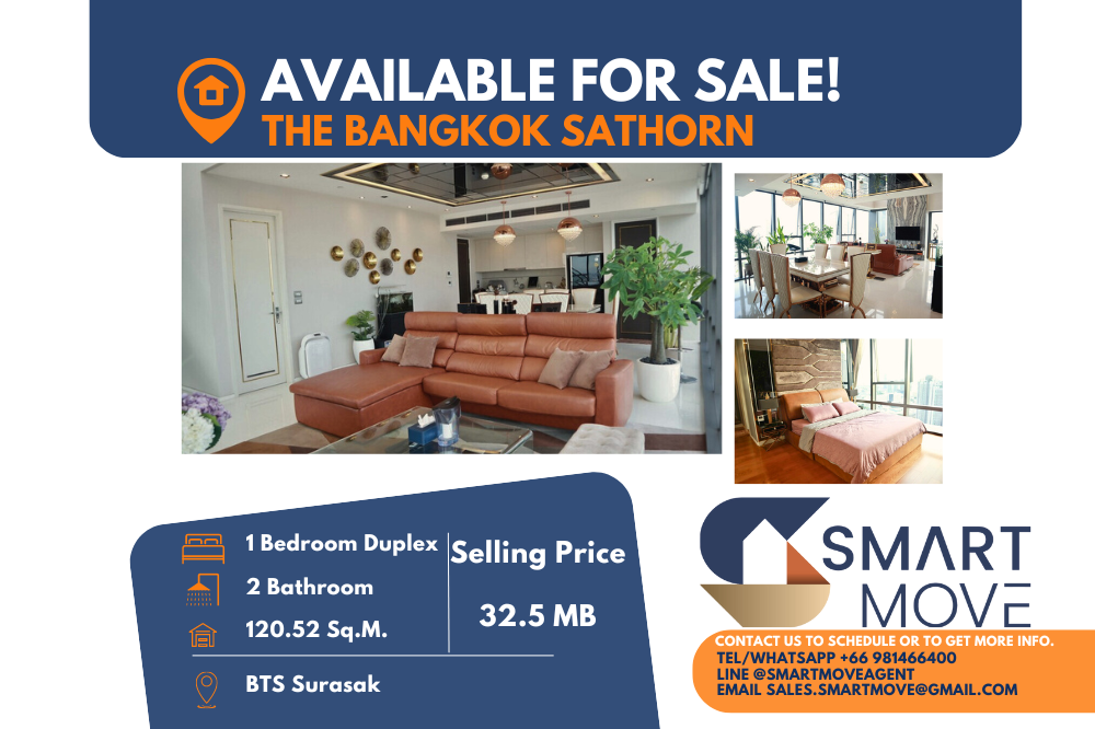 For SaleCondoSathorn, Narathiwat : Code C20231100512.......The Bangkok Sathorn sale with tenant, 1 bedroom, 2 bathroom Duplex, high floor, furnished, Special Deal!!