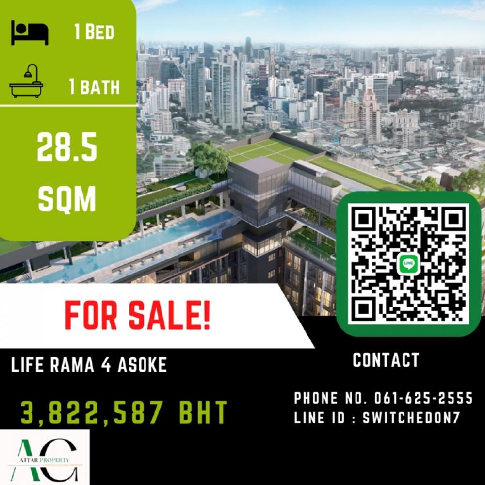 For SaleCondoKhlongtoei, Kluaynamthai : *Best Offer* Life Rama 4 Asoke | Studio | 061-625-2555