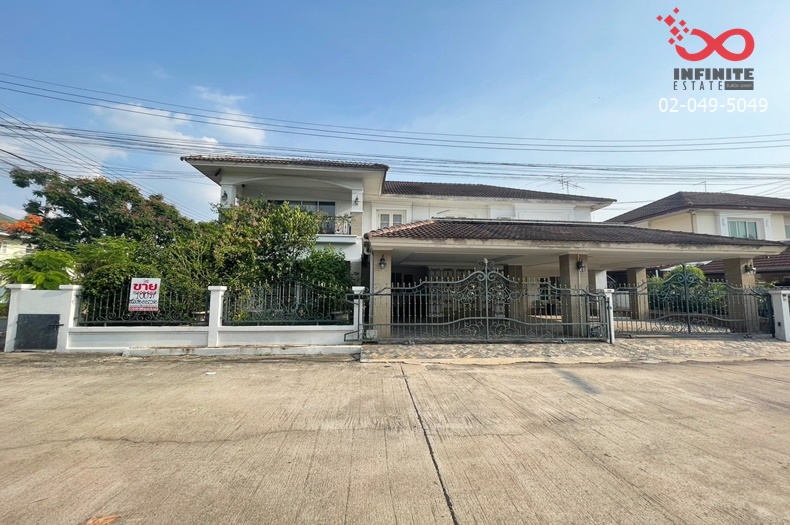 For SaleHousePathum Thani,Rangsit, Thammasat : 2-story detached house for sale, 100 square meters, Maneerin Lake & Lagoon, Tiwanon Road, Soi Ban Klang 2/5, corner house