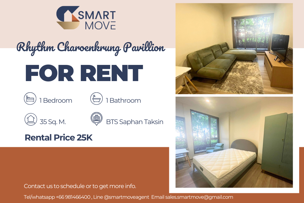 For RentCondoSathorn, Narathiwat : Code C20231100678.........Rhythm Charoenkrung Pavillion for rent, 1 bedroom, 1 bathroom, furnished, ready to move in