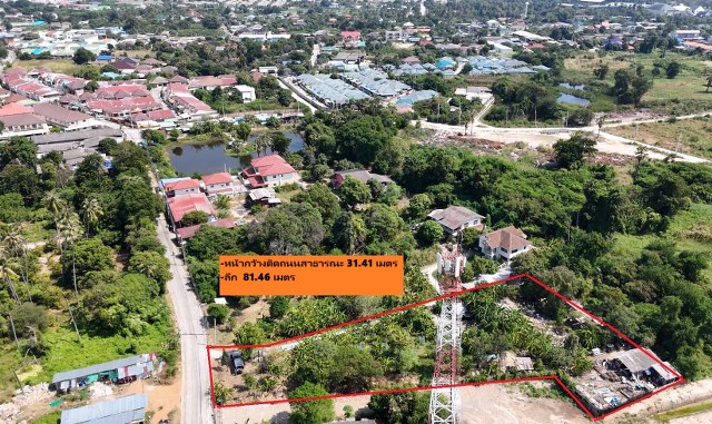 For SaleLandPattaya, Bangsaen, Chonburi : Empty land for sale, area 1 rai 3 ngan 77 square wah with banana plantation. Free space to build another house, Mueang District, Chonburi Province