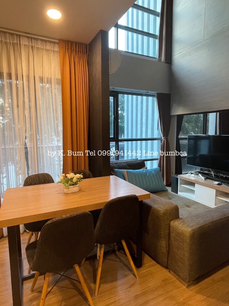 For RentCondoChaengwatana, Muangthong : Condo for rent, Proud 3, Chaengwattana-Pak Kret, 23 bedrooms, 1 living room, 2 bathrooms, rental price 17,500 baht, size 46.19 sq m, 3rd floor, room size 2 floors (fully furnished with additional built-in cabinets as shown in the picture), 1 parking space