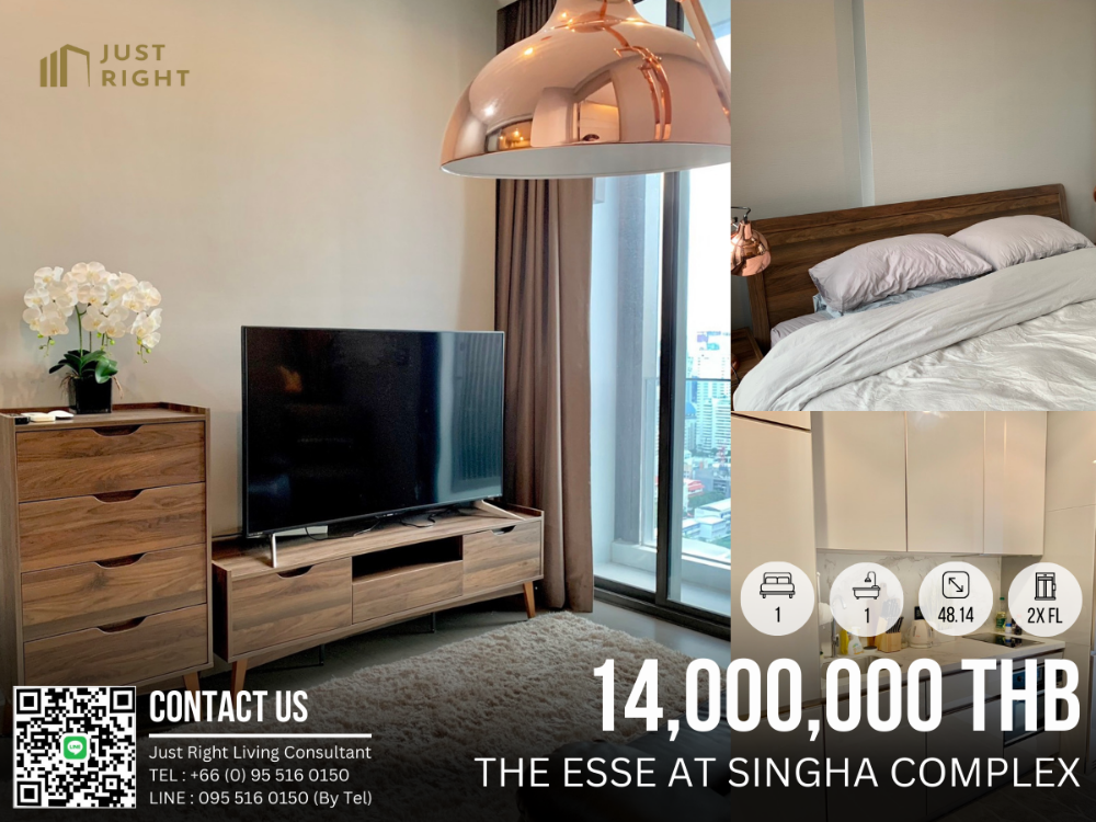 For SaleCondoRama9, Petchburi, RCA : For Sale wWith Tenant The Esse at Singha Complex 1 Bed 1 Bath 48.14 Sqm. Floor 2x Fully Furnished Only 14 MB