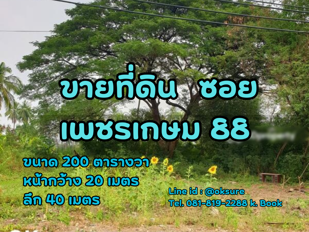 ขายที่ดินบางแค เพชรเกษม : ขายที่ดินสวย ซ.เพชรเกษม 88 ราคาดี เดินทางสะดวก