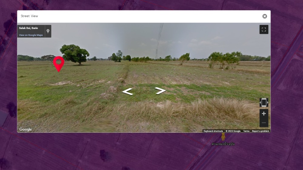 For SaleLandSurin : Land for sale, purple area, width 77.24 meters, Mueang Surin District, 8-0-0 rai, 875 baht per square wa.