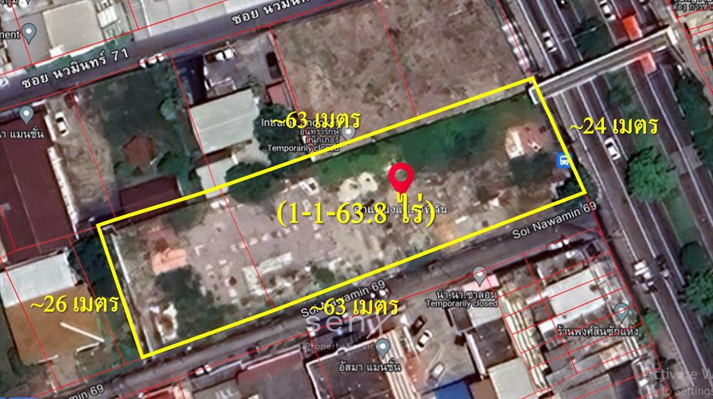 For SaleLandKaset Nawamin,Ladplakao : Land for sale next to Nawamin Road, excellent location, area 1-1-63.8 rai, already filled.